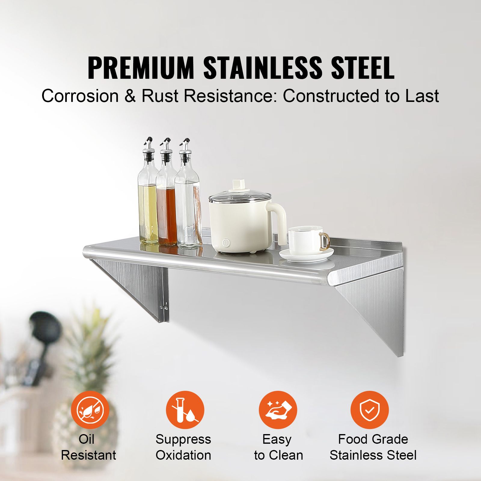 Wall Shelf Commercial Kitchen - Étagère en acier inoxydable de 12